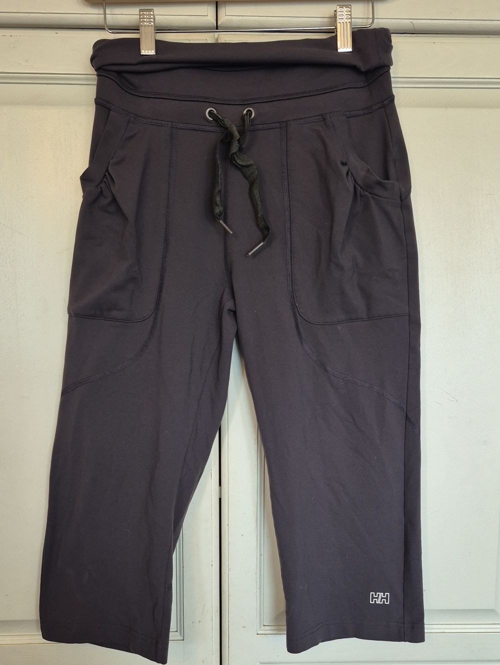 Helly Hansen Black Women's Cropped Drawstring Pants Rollover Waist